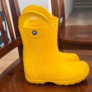 CROCS Kids Bright Yellow Pull-On Rain Boots
